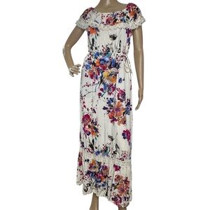 Umgee Floral Maxi Dress - Multicolor short sleeve small